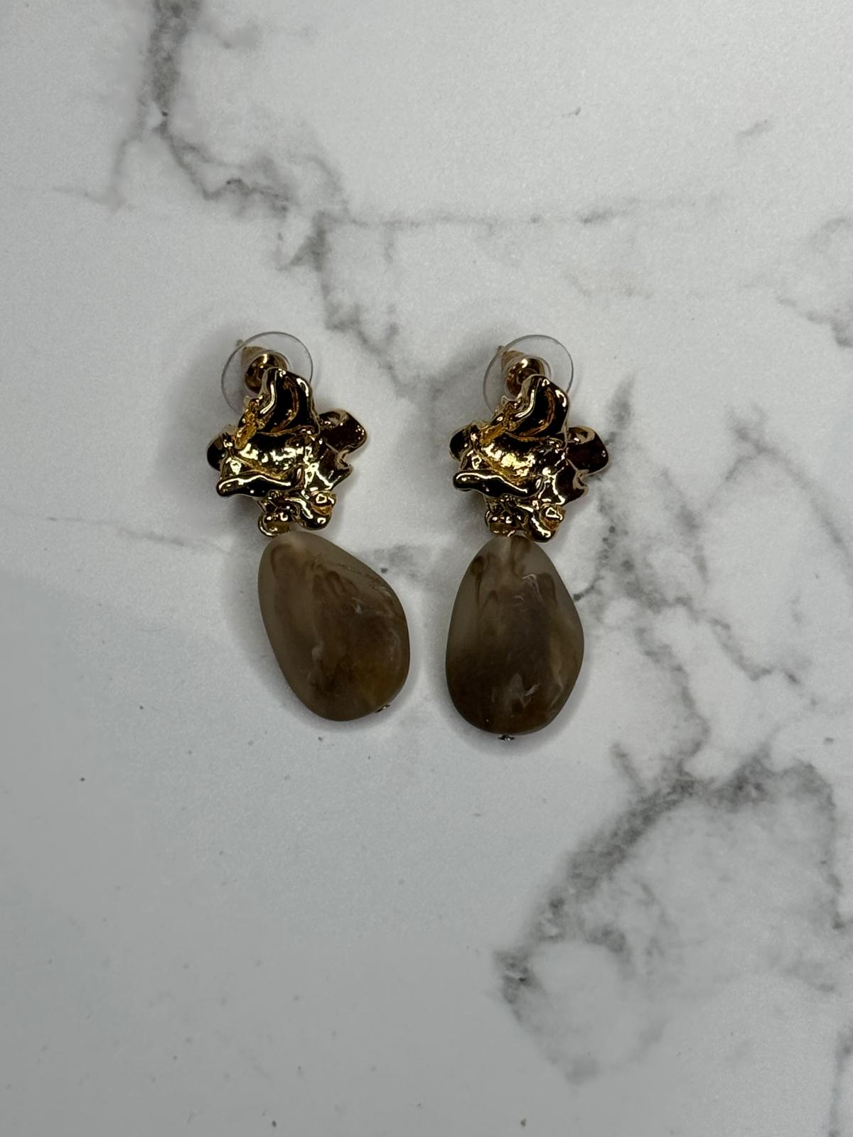 Pendientes Colgantes Dorados Piedra